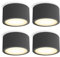 SSC-LUXon 4x CELI-X dimmbare Spot Deckenleuchte flach inkl. LED Leuchtmittel GX53 - Aufbauspot rund anthrazit warmweiss 4,5W 230V