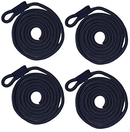 LOVIVER 4Pcs Boat Fender Lines, Inflatable Marine Bumpers Mooring Rope Lines, Blue