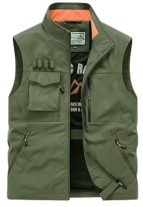 Btmpmcs Gilet da Pesca da Uomo All'aperto Giacca Multi-Tasca Senza Maniche Leggero Traspirante Panciotto Asciugatura Rapida Casual Campeggio Fotografia Caccia Giubbotto da Lavoro