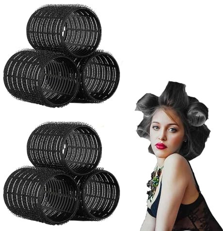 WSAMJIN 6 Pezzi Bigodino Set, 60mm Curler Autoadesivo Bigodini Riccioli Senza Calore Bigodini Grandi Corti Nessun Senza Rulli Termici per Parrucchiere Lungo, Medio Corto
