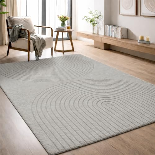 the carpet Elisa moderner Wohnzimmer Teppich, geometrisches Design, hohe Flordichte und angenehm weich, Grau, 140 x 200 cm
