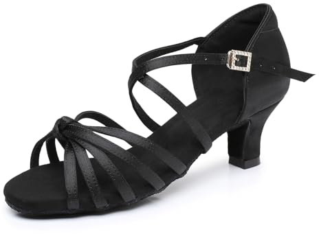 Rosefinch Lateinische Tanzschuhe für Damen Salsa Tango Chacha Ballsaal Praxis tanzen Schuhe Schwarz 5cm Absatz 38EU