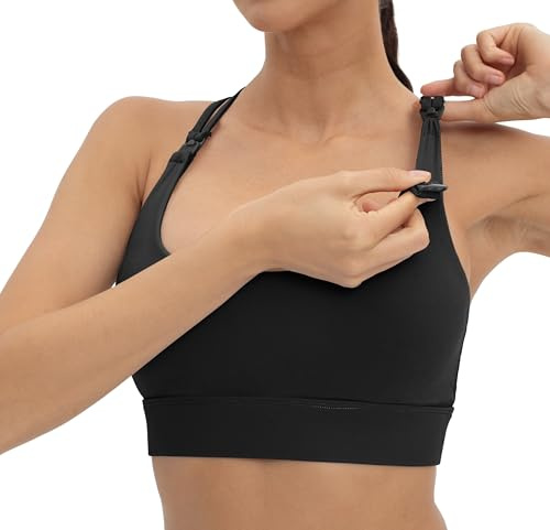 Foucome Nursing Sports Bra Crisscross Back Breastfeeding Bras | Soft and Stretch Fabric, Workout Yoga Maternity Bras