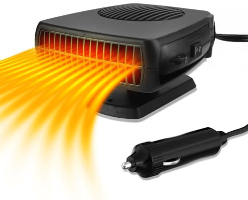 Qidoe 2024 KFZ Heizung 12V: 150W Zigarettenanzünder 12 Volt Autoheizung Tragbar Auto Heizlüfter akku Standheizung Ventilator Defogger Scheibenheizung mit Stecker für Wohnmobil Camper LKW PKW