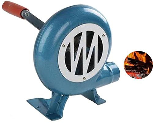 Soplador de manivela para barbacoa de forja y palomitas de maíz, ventilador manual con engranaje de hierro para cocinar y encendedor de carbón, soplador de aire portátil para barbacoa y ventilador de
