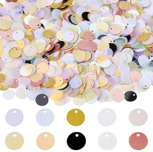 DICOSMETIC 2880 Pezzi 10 Colori Opachi Lustrini Roondi Piatti PVC 10,5 mm Per Artigianato A Punto Croce Per Cucito E Ricamo