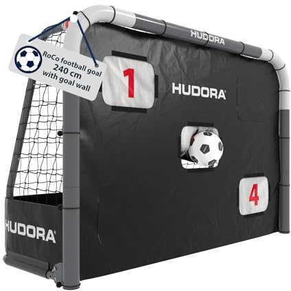 HUDORA Fußballtor RoCo 240 mit Torwand (2-in-1) – Flexibles Targetshot-System – wetterfest, klappbar & stabil – für Kinder & Erwachsene – inkl. Punktzähler & variablen Zielöffnungen