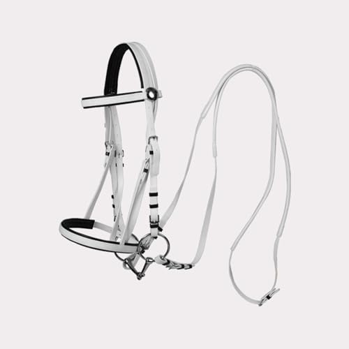 Western Horse Bridle - Headstall for Horses with Padding - Durable Hobby Bridle Western with Snaffle Bit(white)