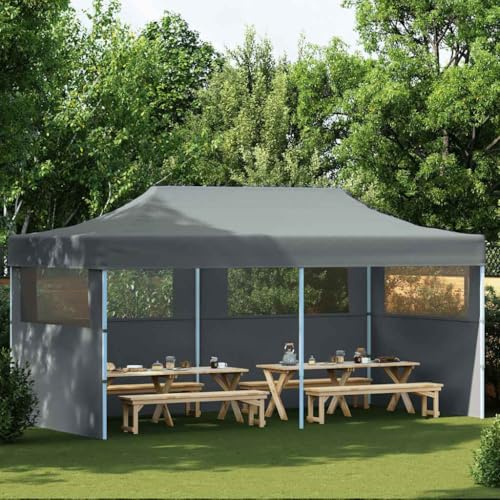 Nqyjm Tonnelle de Jardin Extérieur Tente de Réception Pliable avec Parois 3x6 m Anthracite, Pavillon Chapiteau pour Mariage, Fêtes, Camping, événements Commerciaux