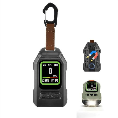 Détecteur de monoxyde de carbone portable pour voyage, moniteur de monoxyde de CO carré professionnel 4 en 1 avec alarme sonore et visuelle, lampe de poche LED, pour camping, hôtel, voiture et