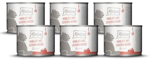 MjAMjAM - Premium Nassfutter für Katzen - Mahlzeit mit leckeren Herzen, 6er Pack (6 x 200 g), getreidefrei mit extra viel Fleisch