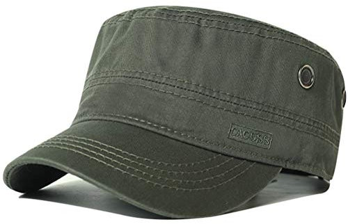 CACUSS Herren Baumwolle Vintage Army Kappe Cadet Hat Military Flat Top Verstellbare Baseballmütze Sommer Trucker Hut