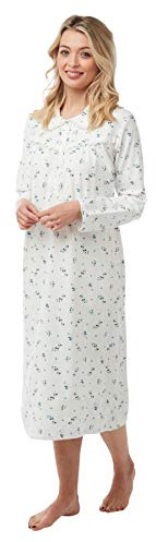 Daisy Dreamer Ladies Wincey Flannelette Nightdress Soft Warm Brushed Cotton Nightwear Nighty Floral Print, Size 8-26, Blue, 8/10
