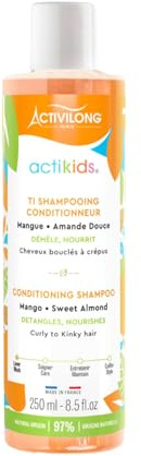 ACTIVILONG - Ti Shampooing Actikids - Cheveux Bouclés À Crépus - Dès 3 ans - Nourrit, Démêle Et Hydrate - Amande Douce Et Mangue - Vegan - Parfum Hypoallergénique - Made In France - 250ml