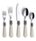 ANNOVA Juego de cubiertos de acero inoxidable de 20 piezas, color marfil, cuchillo de mesa, tenedor de ensalada, cucharadita, cucharadita, pulido espejo, servicio para 4 personas, color crema