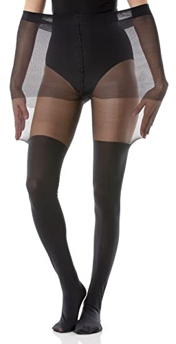 Gi&Gi Collant plus sizi 40/120 deniers avec gousset en coton pour femme, présentant un effet chaussettes hautes, pour des jambes toujours en première ligne des looks tendance. N1615,NOIR..3XL