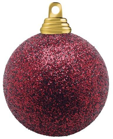 Deco Woerner Glitzer-Weihnachtskugeln in Dunkelrot aus Kunststoff, 10 cm Ø - 6 Stück