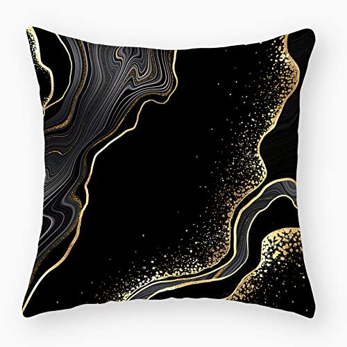 Kissenbezug 80x80 Goldenes Schwarz Kissenbezug 80x80 Baumwolle Leinen Kopfkissenbezug 80x80 mit Reißverschluss Dauerhaft Kissenbezüge 80x80 Knitterfreie Starke Atmungsaktivität 1 Pcs