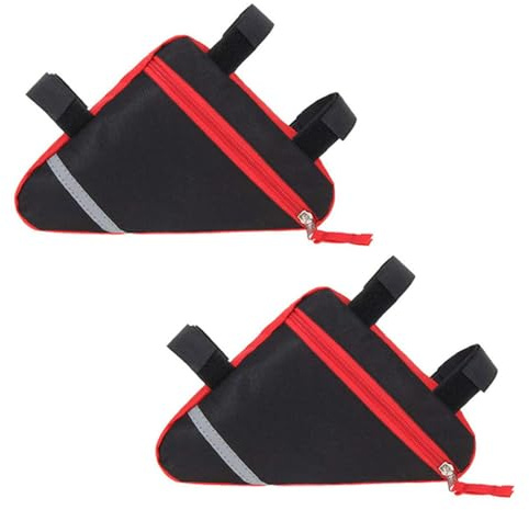 QitinDasen 2 Stück Fahrrad Dreiecktasche, wasserdichte Fahrrad Vorderrohr Rahmen Dreiecktasche mit Doppelseitige Reflektierende Dekoration (Rot)