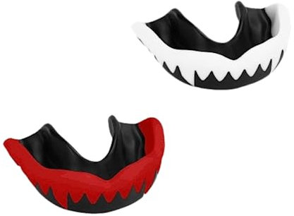 DERJDISF Zahnschutz, 2 Stücke Mundschutz Boxen, für Erwachsene Kinder Zahnschutz, für Kampfsport Boxen, Erwachsene, Schwarz&Rot/Schwarz&Weiß