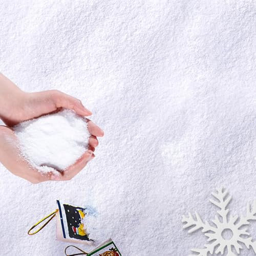 100g Kunstschnee Deko,Weiß Künstlicher Schnee Dekoschnee,Weihnachtsbäume Kunst Schnee für Glitzer Weihnachtsdorf Fake Snow,Weihnachtsdeko Schneeflocken,Tannenbaum Weihnachten Modellbau Schnee Basteln