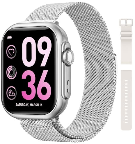 RUXINGX Smartwatch Donna, 1000mAh Batteria, Standby Ultra-Lungo 100 Giorni, 1.83 Orologio Fitness Cardiofrequenzimetro SpO2 Sonno, 120+ Sport Smart Watch Chiamate IP68 Contapassi Android iOS Argento