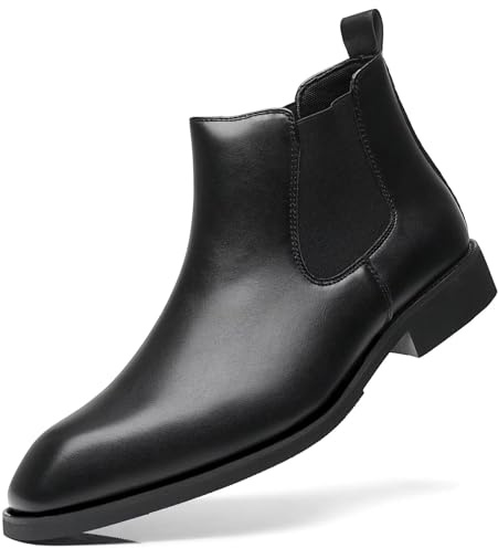 SANNAX Men's Chelsea Boots Classic Business Leather Shoes Casual Dress Ankle Boot