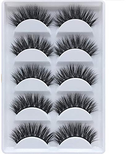 3D Faux Cils Naturel, 5 Paires Fauxcil 3D Fait à la Main Faux Cils Epais Long Noir Réutilisable Faux Cils volumineux pour le Maquillage (FauxCils F-810 * 1)
