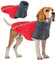 SlowTon Wintermantel für Hunde, Warmes Futter aus Polar Fleece Außenjacke für Hunde mit Rollkragenschal Reflexstreifen Einstellbar Wasserdicht Winddicht Welpenweste Weiches Haustier (M, Rot)