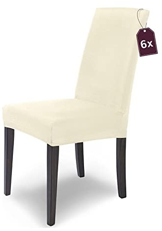 Scheffler-Home stretch stolsöverdrag Mia/set med 6 elastiska stolskydd/stolsöverdrag fribärande stolar/mikrofiberöverdrag med elastiskt band eleganta stolsöverdrag