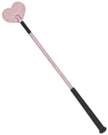 Sowbee Kids Horse Riding Whip- Glitter Heart Jumping Whip Equestrian Pink Riding Crop (50cm)