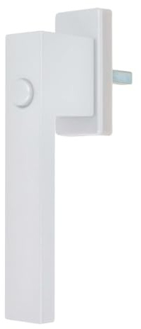 Design Aluminium Fenstergriff Dublin mit Druckknopf - pulverbeschichtet, Farbe:Weiß RAL 9016 (matt), Stiftlänge:40mm
