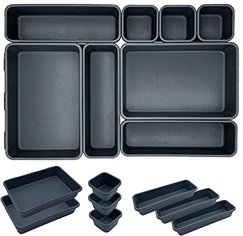 JinPhon Lot de 8 Organisateurs de Tiroir Modulables en 3 Tailles, Boîtes de Rangement Profond pour Cuisine, Bureau, Maquillage et Salle de Bain, Séparateurs de Tiroir Emboîtables