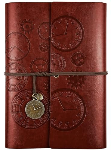 Asten Leder Notizbuch, Nachfüllbar Tagebuch, Vintage-Spiralbindung Tagebuch Reisetagebuch zum Schreiben Mit Linienpapier, Geschenk für Mädchen, Jungen, A5 23x16.5cm, Rotbraun