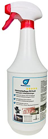 KaiserRein Edelstahlpflege Öl Profi Edelstahl- & Metallreiniger 1 L Spray für die Pflege/Reinigung von Tanks, Flächen und Geräten aus Eisen, Chrom, Messing und Aluminium