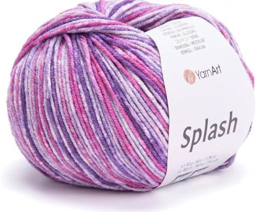 YarnArt Jeans Splash - Variegerat sportgarn 55 % bomull 45 % akryl 1 hud/boll 50 g 174 yds mjukt bomullsgarn för Amigurumi