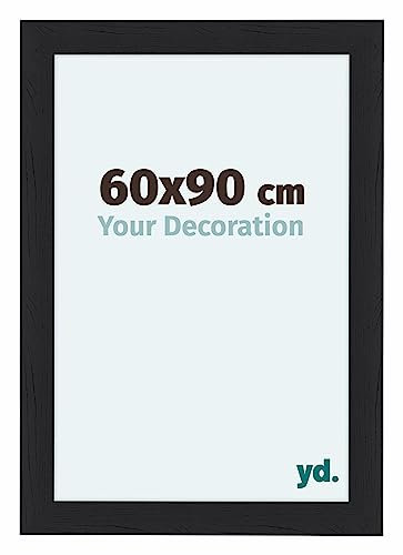 Your Decoration - Cadre 60x90 cm - Noir Grain de Bois - Cadres Photo en MDF Avec Verre acrylique - Anti-Reflet - Cadre Noir Grain de Bois - Como