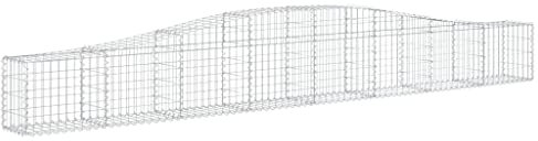 vidaXL Arched Gabion Basket - Decorative & Sound-Insulating Garden Barrier, Made from Galvanised Iron, Suitable for Rock or Gravel Filling, Includes Strengthened Gabion Hooks for Secure Panel Conn...