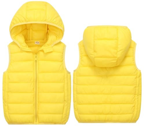 Weste Kinder Jungen Mädchen 130, Daunenweste Warme Steppweste Ärmellose Jacke Mit Kapuze Kinderweste Outdoorjacke Schwarz Übergangsweste Westen Softshelljacke 4-15 Jahre