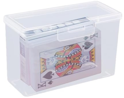 Contenitore per biglietti da visita con coperchio, porta biglietti da visita trasparente, organizer con fibbia di sicurezza per viti, carte, gioielli, carte da gioco, monete