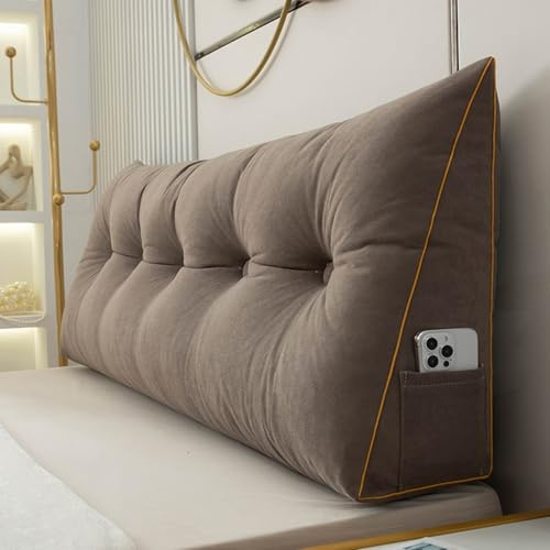 BaoTom Back Cushion for Bed Couch Reading Cushion, Wedge Cushion Headboard Bed, Cushion Bed Backrest, Book Cushion Lumbar Cushion Bed, Support Cushion for Reading Height of 50cm(Brown,80 * 50 * 20cm)