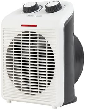 Calefactor de baño Grunkel de bajo consumo, hasta 2000W, 3 modos, 6 niveles de potencia, antivuelco y sistema de protección contra el sobrecalentamiento. Ligero y cable de 1m. (Blanco)