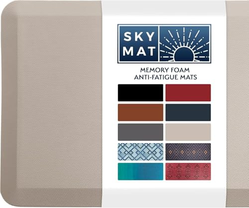Küchenmatte, gepolstert, rutschfest, saugfähig, Anti-Ermüdungs-Stehmatte für Küchenboden, Stehpult, Büro und Garage (Beige, 50 x 81 cm)