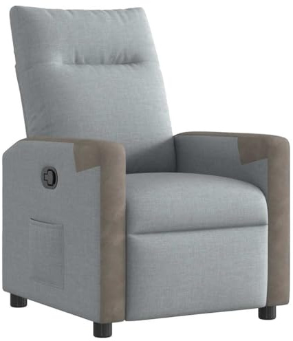 vidaXL Poltrona Reclinabile in Tessuto Grigio Chiaro, poltrona reclinabile, poltrona elettrica, poltrona singola, poltrona reclinante, poltrona