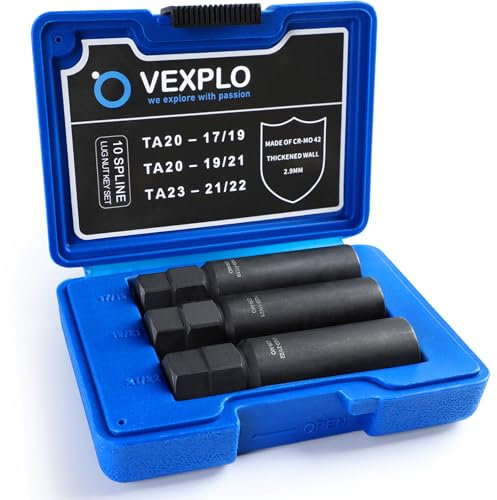 VEXPLO 10 Spline Lug Nut Key Set Thick Wall 3-PCS 10 Spline Lug Nut Socket