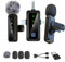 kinmaizi Microfono Lavalier wireless 3 in 1, microfono wireless per iPhone, Android, iPad, per registrazione video, streaming, interviste, vlog, Tiktok, Youtube