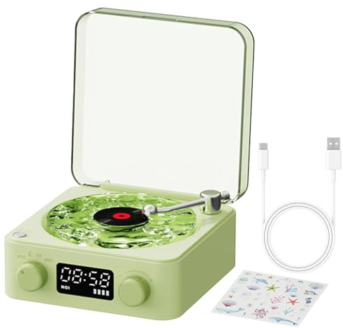 Disque-tourne-tourne-turne-tourne med högtalare, Waves Smart Skivspelare Smart Playling Vinyl Plantins | Vintage Roterande Oenighet Bärbara Skivbrädor för skivor, underhållning