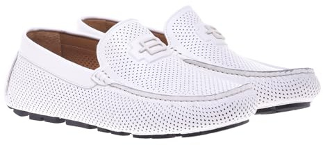 Baldinini Homme Loafer Perf.Calf White Mocassins, Blanc, 46 EU