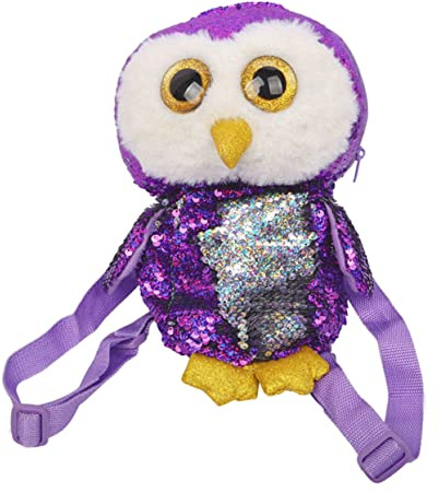 VANZACK Rucksack in Violett Mit Pailletten Und Eulenmotiv Leichter Schulranzen Für Junge Mädchen Für Reisen Tagesausflüge Kleine Tasche Für Handy Und Snacks