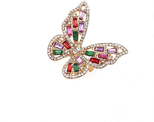 Cubic Zirconia Butterfly Ring Sparkling Crystal Bow-Knot Knuckle Ring Wedding for Women